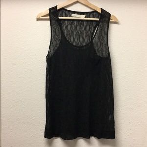 Madewell lace black tank top with pocket small